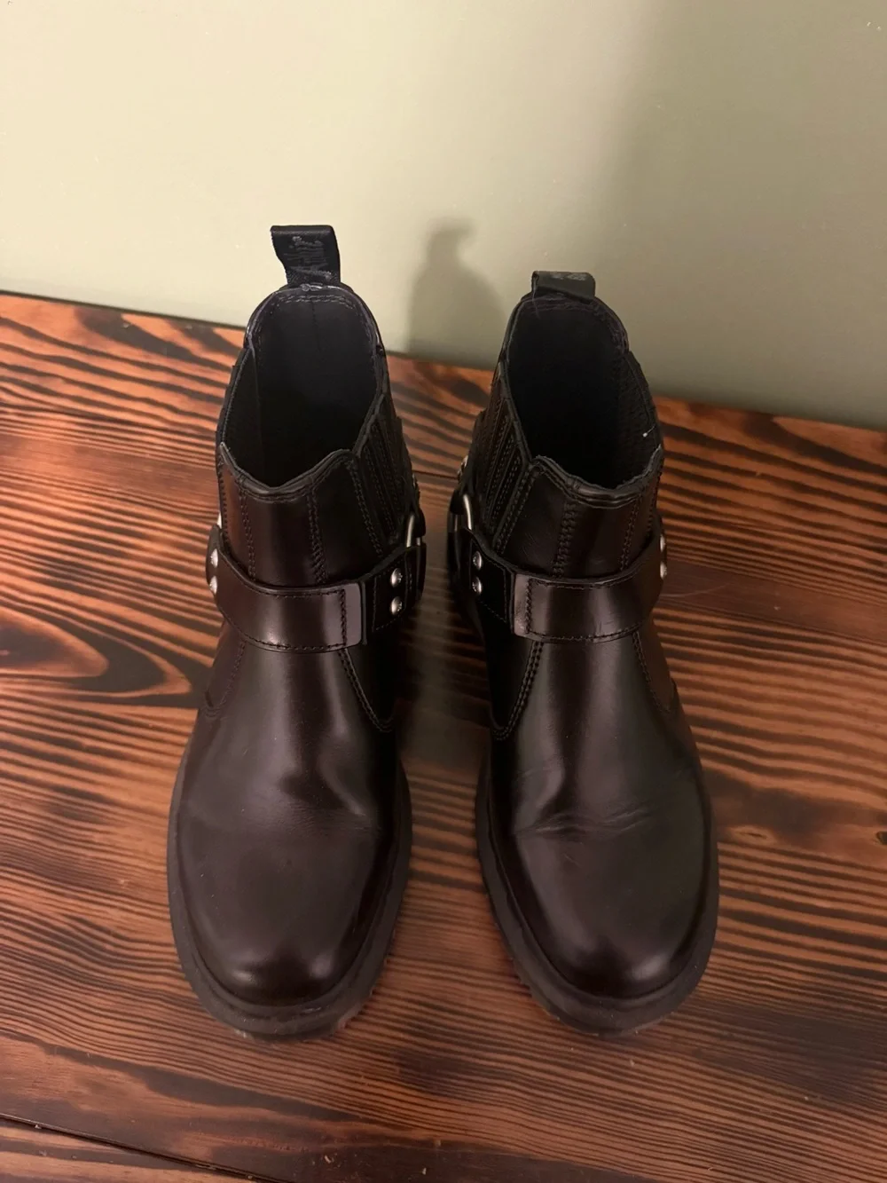 Dr. Martens Black Leather Harness Analine Boots - Picture 3 of 11